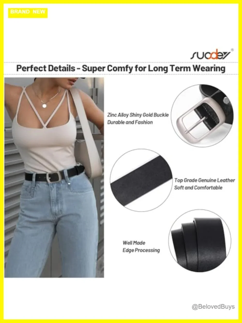 3 Pack Faux Leather Belt for Jeans Dresses with Elegant Buckle, Adjustable, 1.3
